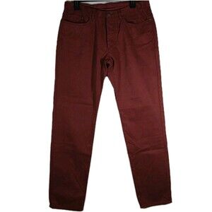 Ledbury 5 Pocket Washed Twill Pants Mens 33x32 Wine Colored Cotton #528